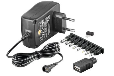 MicroConnect 3-12V Univ. Power Supply including USB + 8 DC Adapter max. 18,0 W and 1,5 A