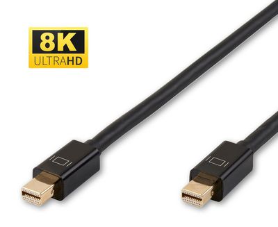 MicroConnect 8K Mini Displayport Cable 1m version 1.4, Gold-plated plugs Max. Resolution : 8K 60Hz
