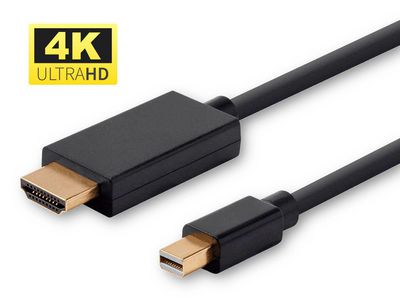 MicroConnect 4K Mini Displayport to HDMI Cable 1m incl. audio transmission, Black, with gold plated plugs, resolution : 4K*2K@30Hz