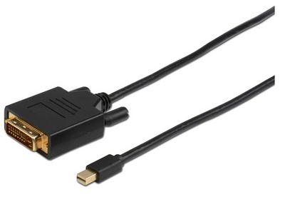 MicroConnect Mini Displayport to DVI-D Cable 1m Dual Link 24+1, Passive Black, Gold plated, resolution: 1920*1080p