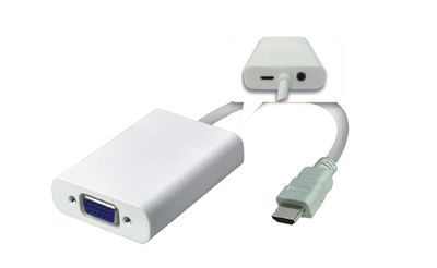 MicroConnect Adapter HDMI - VGA M/F, White Support Audio, 1920*1080p@60Hz with Micro USB for additional power supply