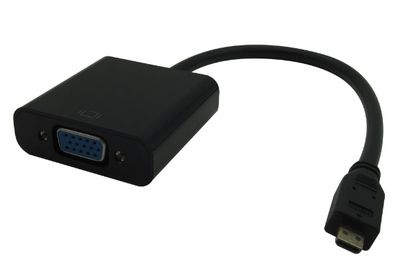 MicroConnect HDMI Micro - VGA adapter M-F HDMI Micro D type - VGA 25cm Black, resolution : 1920 x 1080P@60Hz