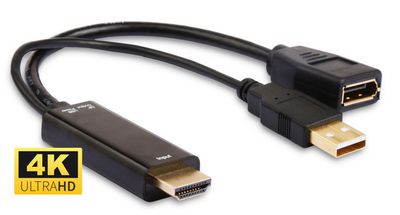 MicroConnect Adapter HDMI - Displayport M-F Active, with USB Power  Resolution : 3840*2160 30Hz