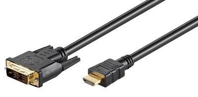 MicroConnect HDMI 19 - DVI-D 18+1 0.5m M-M Resolution : HDTV up to 1080p Gold-Plated Connectors