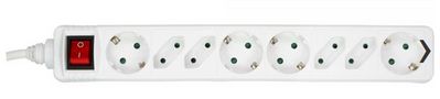 MicroConnect Power Strip 8 port 3M White 4x Type F German+4x Euro Child safty and switch