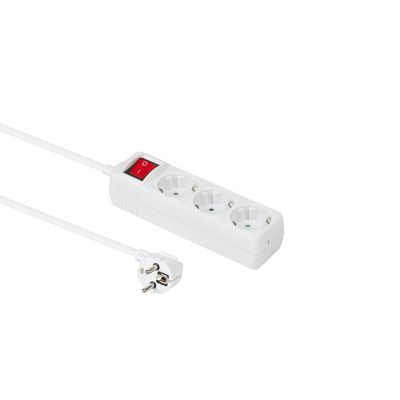 MicroConnect 3-way Schuko Socket on/off  switch 3M White With  Illuminated Switch with child protection