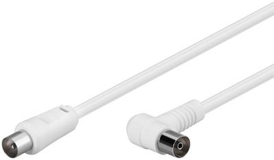 MicroConnect Coax Cable 1.5m White Angled 80dB, 75 Ohm, Double Shielded