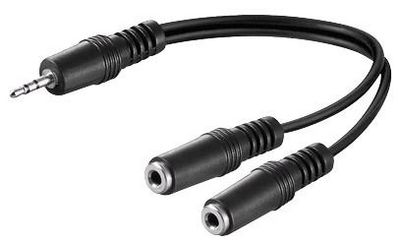 MicroConnect 3.5mm Minijack Y Cable, 0.2m 3.5mm Minijack Y Adapter Cable 3.5 mm Minijack, 1 x male to 2 x female stereo