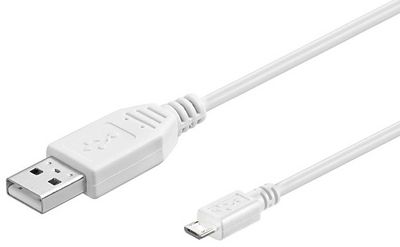 MicroConnect USB A to USB Micro B, Version 2.0, White, 0.3m USB2.0 A - Micro USB B 5P For Syncing & Charging, Hi-Speed data transfers of up to 480 Mbps
