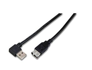 MicroConnect USB2.0 Extension A-A 1.5m M-F With angled A plug. Black