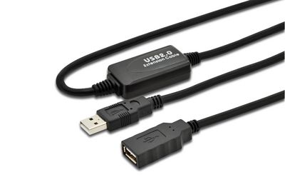 MicroConnect Active USB 2.0 cable, A-A M-F With integrated repeater 5m Up to 480 Mbps data transfer