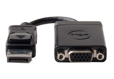 Dell Display Port to VGA Adapter R74C3, 1 x VGA output - 15  pin HD D-Sub (HD-15), 1 x DisplayPort - 20 pin DisplayPort, Male/Female, Black