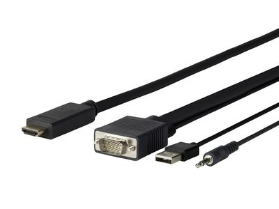 VivoLink Pro VGA + Audio to HDMI 5M 5m HDMI VGA (D-Sub) + 3.5mm + USB A Black (PROVGAHDMI5)