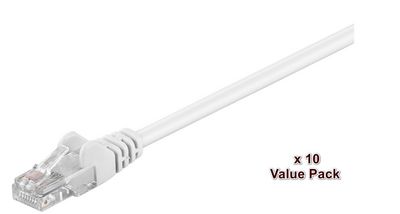 MicroConnect U/UTP CAT5e 1m White 10 Pack 1 pcs. = 10 pcs. in one bag PVC, 4x2xAWG 26 CCA