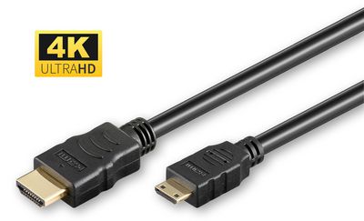 MicroConnect HDMI High Speed mini cable, 2m High speed with Ethernet Full HD 1080p (24 Hz), Gold-plated connectors