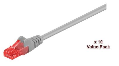 MicroConnect U/UTP CAT6 3M Grey 10 Pack 1 pcs. = 10 pcs. in one bag Box 12 (x10) pcs, AWG 26, PVC