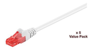 MicroConnect U/UTP CAT6 15M White 5 PACK 1 pcs. = 5 pcs. in one bag Box 8 (x5) pcs, AWG 26, PVC