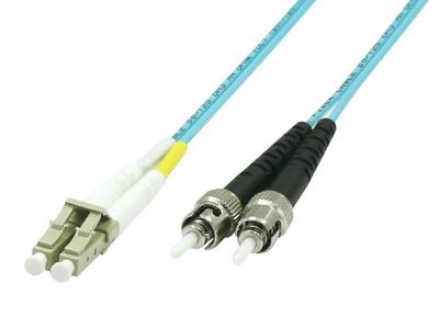 MicroConnect Fiber Patch Cable -  LC/UPC-ST/UPC 2m OM3 MM  Duplex LSZH OD: 2mm, 0.3dB Aqua