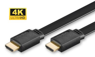 MicroConnect HDMI High Speed flat cable, 3m High Speed HDMI with Ethernet, Gold Plated Connectors, Resolution : 4K Ultra HD 2160p (60 Hz)