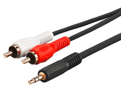 MicroConnect Audio adapter Cable, 3 meter Audio Adapter Cable 3.5 mm  male (3-pin, stereo) - 2 x RCA male (audio left/right)