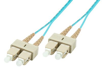 MicroConnect SC/UPC-SC/UPC 2m OM3 Fibre Patch Cable MM Duplex LSZH OD: 2mm, 0.3dB Aqua