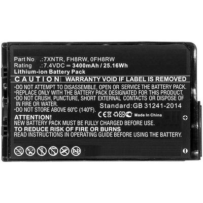 CoreParts Laptop Battery for Dell  26.64Wh 7.4V 3600mAh 25WH  Li-ion 7.4V 3.4Ah Latitude 12 7202, Latitude 7202, Latitude 7202 Rugged Tablet