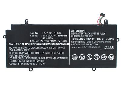 CoreParts Laptop Battery for Toshiba  52.00Wh 14.8V 3380mAh 50Wh  Li-Pol 14.8V 3350mAh Black, Portege Z30, Portege Z30 Ultrabook, Portege