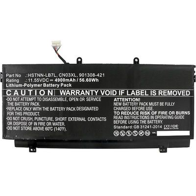 CoreParts Laptop Battery for HP 48.51Wh 11.55V 4200mAh 49Wh Li-Pol 11.55V 4200mAh Black, Spectre X360 13-W001NF, 13-AC001NE, 13-W003NO,