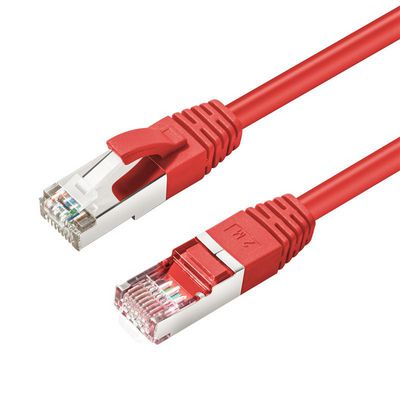 MicroConnect CAT6A S/FTP 0.25m Red LSZH Shielded Network Cable, LSZH,  AWG26 CU