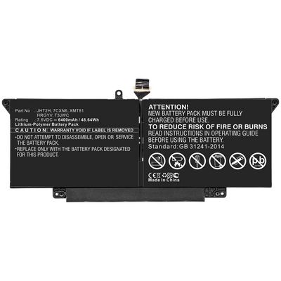 CoreParts Laptop Battery for Dell 49.28Wh 7.7V 6400mAh 49.28Wh Li-Pol 7.7V 6400mAh Black for DELL Notebook, Laptop H0DN8, H0DN8+QQ2-01024,