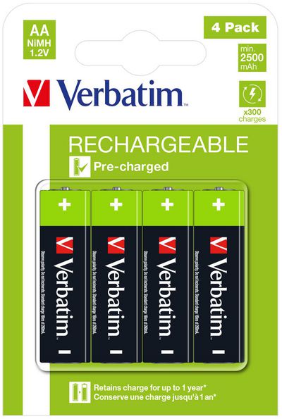 Verbatim RECHARGEABLE BATTERY AA 4 PACK / HR6