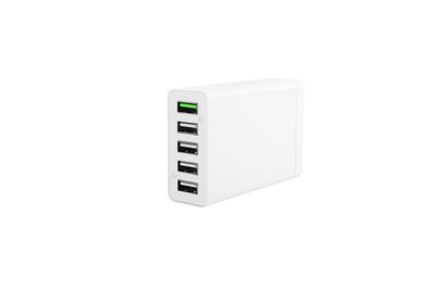 CoreParts Multi-Port USB Charger White 50W 5V 2.4A USB-A 5-ports  with 2.4A each (Green port=QC3.0) Including 1.2m EU Power Cord