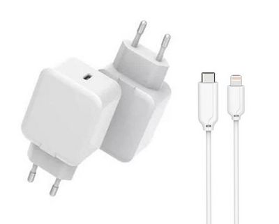 CoreParts USB Charger for iPhone & iPad 20W 5V-12V/1.6A-3A Output:  USB-C female PD QC3.0 Input: 110-230V EU Wall, for mobile phones, tablets &