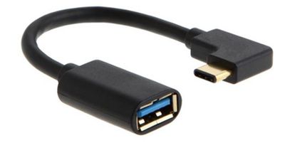 MicroConnect USB-C angled male to USB3.0  female cable, 10cm, black