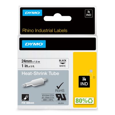 DYMO RHINO Heat shrink tubes 24mm x 1,5m White,