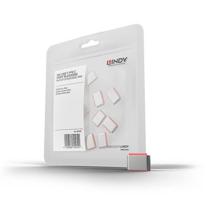 Lindy Type C Port Blockers, pink, 10 40437, USB Type-C, Pink, 10  pc(s)