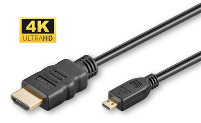 MicroConnect HDMI 1.4 A-D cable, 2m Gold plated connector with ethernet & double shielding.