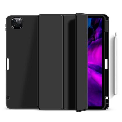 eSTUFF iPad Pro 11 2025/2024 MIAMI  Pencil Case. Black PU leather  front with soft TPU back. Pencil slot for charging in cover