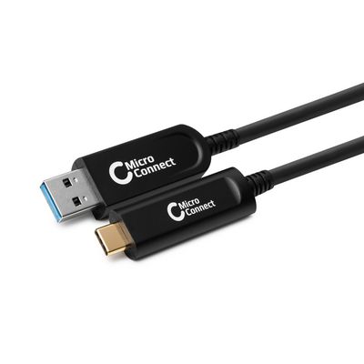 MicroConnect Premium Optic USB3.1 A-C Cable 20m, Meet USB 3.1 Gen2  Standard , bandwidth can reach to 10Gbps super speed, Outer Dimension : 4.5mm