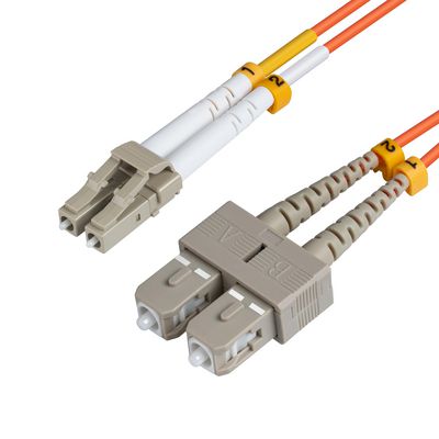 MicroConnect LC/UPC-SC/UPC 2m OM2 Fibre  Patch Cable MM Duplex LSZH  OD: 2mm, 0.3dB Orange