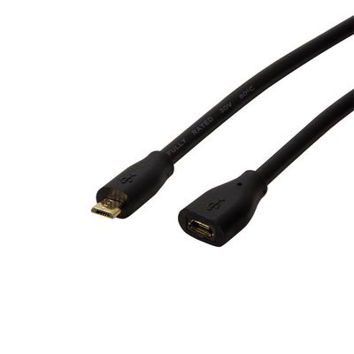 Logilink USB 2.0 cable, Micro-USB/M to Micro-USB/F, black, 1 m