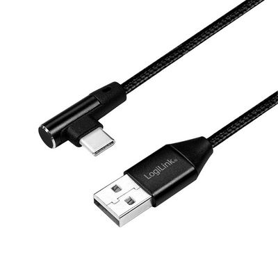 Logilink USB-Stecker USB 2.0 zu USB-C (90° gewinkelt) 1,0m