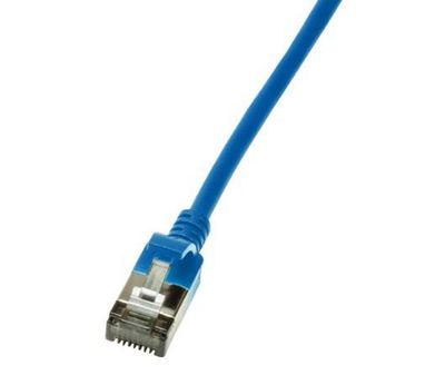 Patch cable Cat.6A TPE SlimLine blue 1,0m