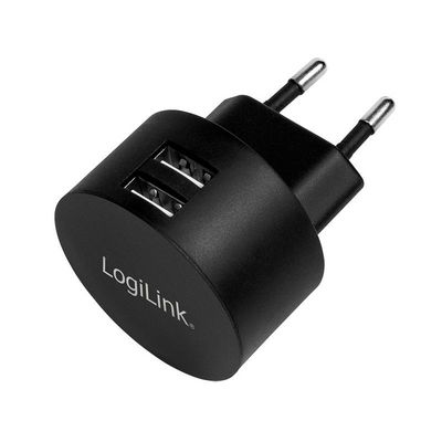 Logilink USB Steckdosenadapter 2port,10.5W,Fast Charging,sch