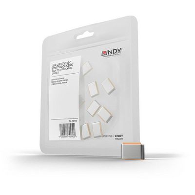 Lindy USB Type C Port Blocker, orange, 10pcs