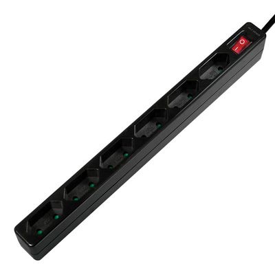 Logilink Outlet Strip, 6 euro sockets, w/ switch, black