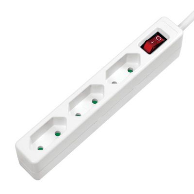Outlet Strip, 3 euro sockets, w/ switch, white