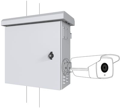 Lanview Mini Classic Pole Mounted CCTV Cabinet For 4 cameras 450 x 250 x 500mm - White