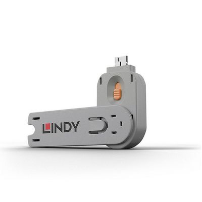 Lindy Usb Type A Port Blocker Key, Orange