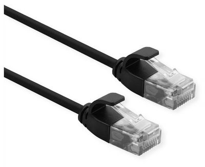 ROLINE UTP DataCenter Patchkabel Cat.6A (Class EA), LSOH, slim, schwarz, 1,5 m